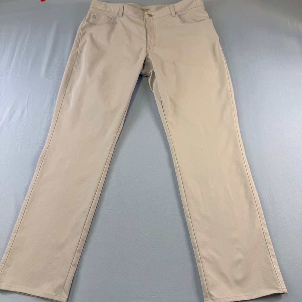 Peter Millar Mens Performance Five Pocket Golf Pants Khaki Tan 38x32 Stretch
